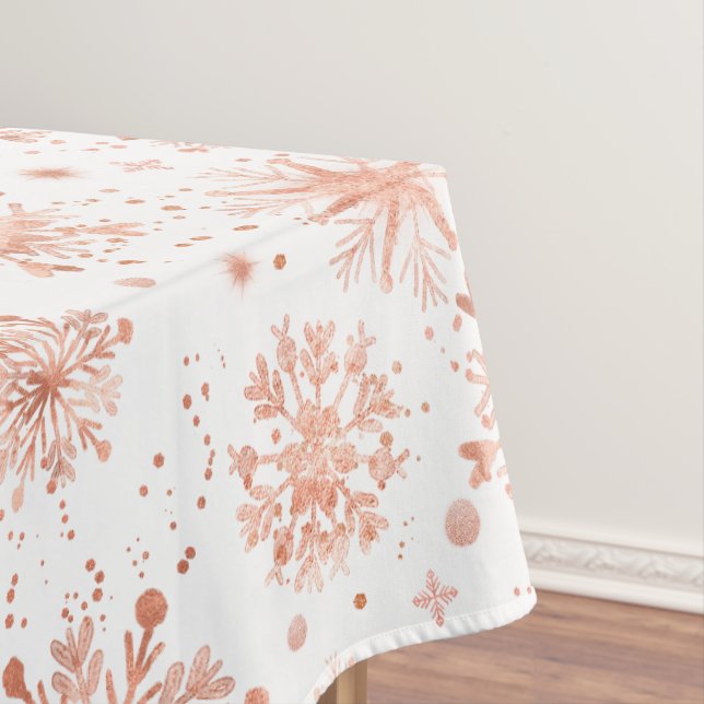 Nappe Flocons de neige en or rose sur fond blanc (In Situ)