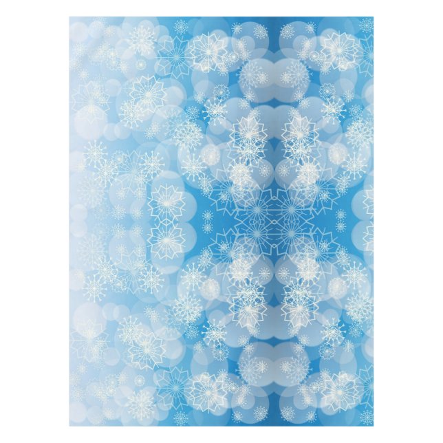 Nappe Flocons de Noël sur un fond bleu (Devant)