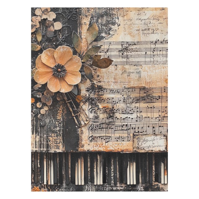 Nappe Floral avec touches de piano rustique et feuille d (Devant)
