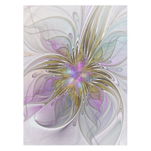 Nappe Floral Coloré Abstrait Fractal Avec Rose & Or