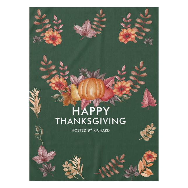 Nappe Floral Emerald Green Thanksgiving Dîner (Devant)