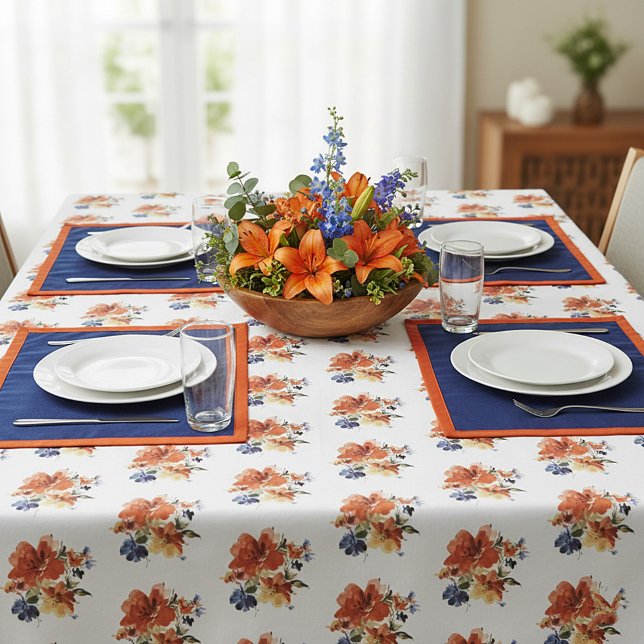 Nappe Floral orange et bleu (Créateur téléchargé)