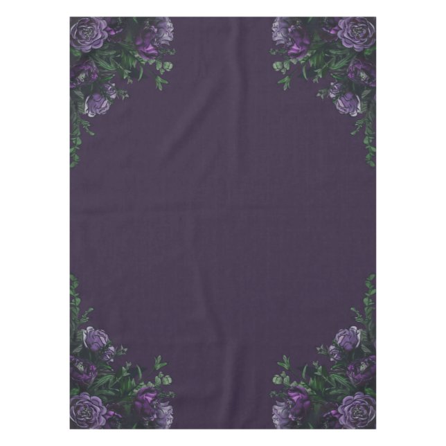 Nappe Floral pourpre foncé élégant mariage gothique (Devant)