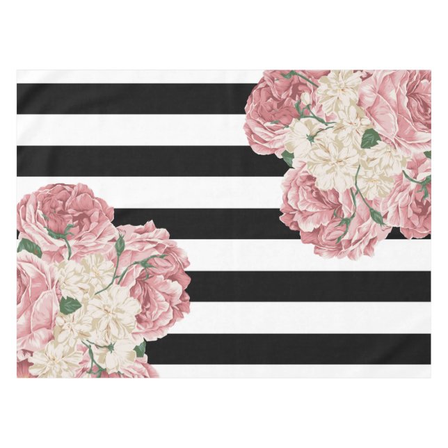 Nappe Floral rose, noir, blanc (Devant (Horizontal))