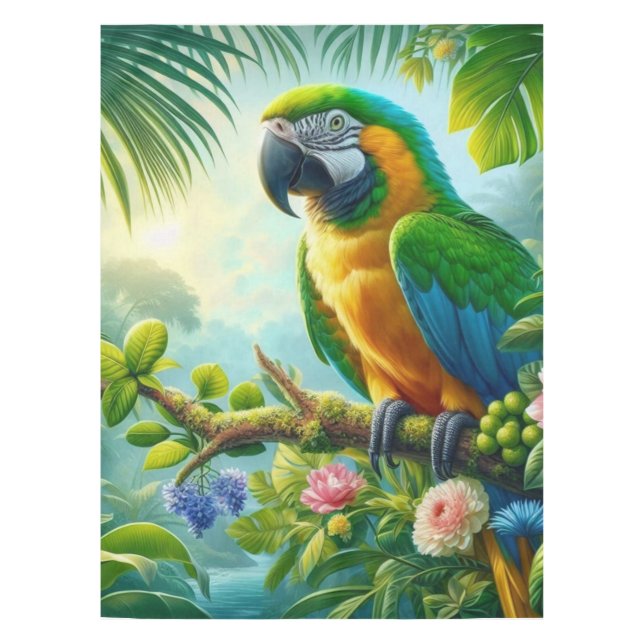 Nappe Floral tropical macaw vert (Devant)