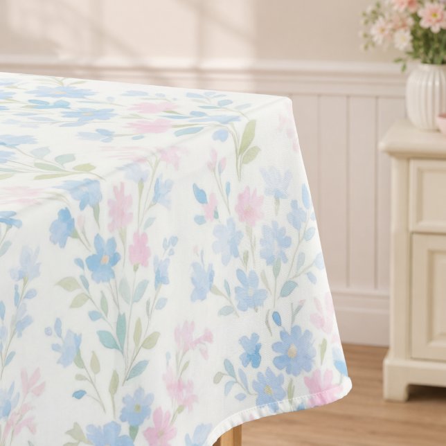 Nappe florale bleue élégante rose (elegant grandmillennial pastel blue pink floral pattern tablecloth)