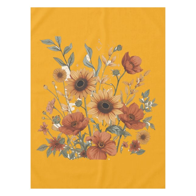 Nappe Florale Boho - Tons Terres Chauds (Devant)