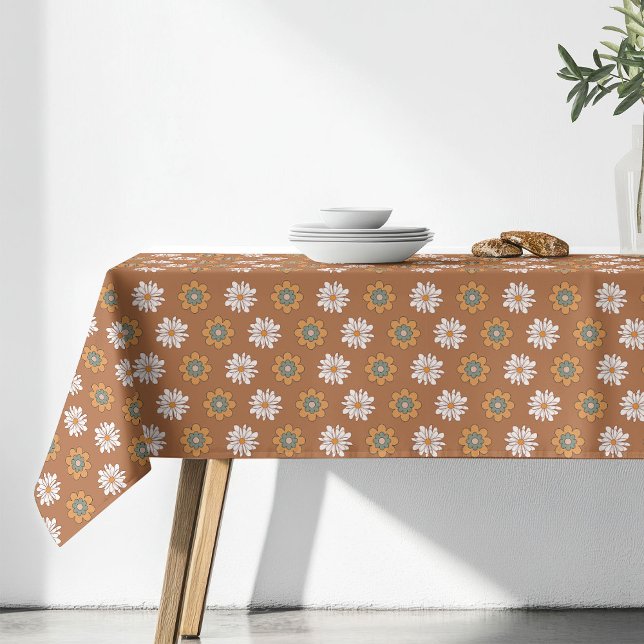 Nappe florale en cuivre, style de salle à manger b (Copper Floral Tablecloth Pastel Boho Dining Style)