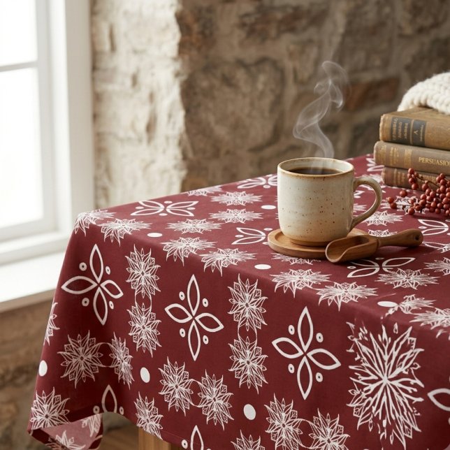 Nappe florale en damas à flocon de neige élégant b (Créateur téléchargé)