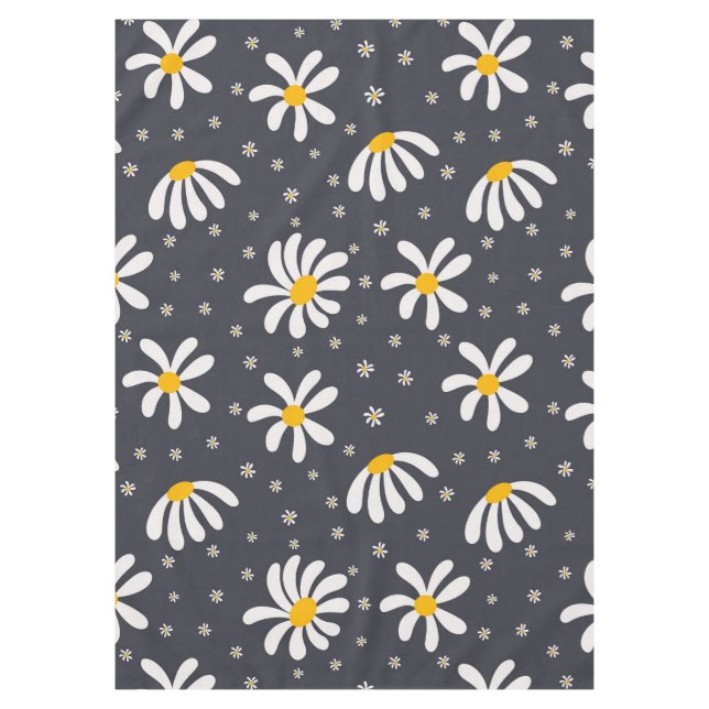 Nappe florale personnalisée gris et blanc Daisies (Devant)