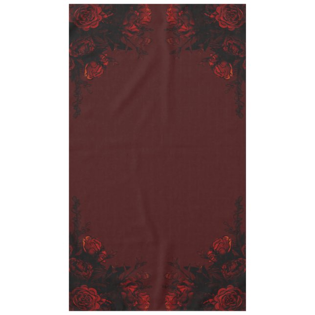 Nappe Flore rouge profond Élégant Mariage gothique (Devant)
