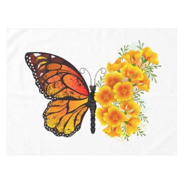 Nappe Flower Butterfly with Yellow California Poppy (Devant (Horizontal))