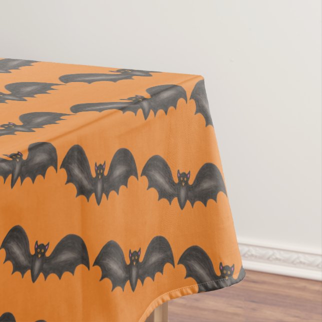 Nappe Flying Bats Black Orange Happy Halloween Print (In Situ)