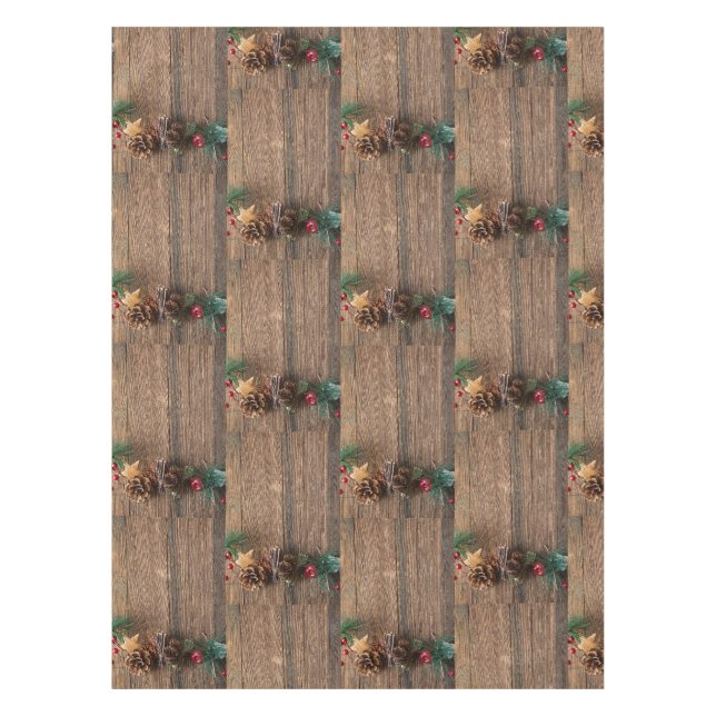 Nappe fond en bois avec pommes de pin        (Devant)