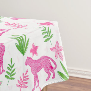 Nappe Fond floral blanc guépard rose prépa