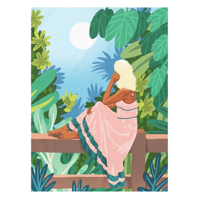 Nappe Forêt Lune, Bohème Femme Jungle Nature Tropicale (Devant)
