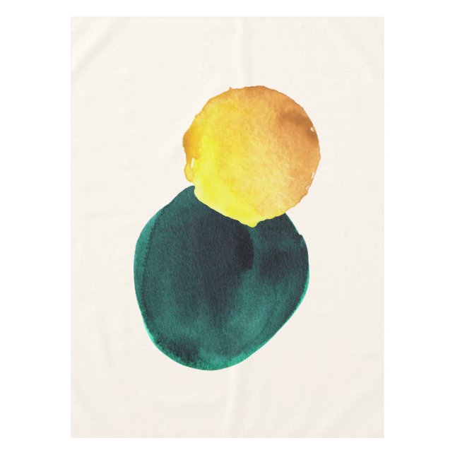 Nappe Forme biologique Aquarelle Abstraite Jaune Vert (Devant)