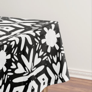 Nappe formes florales noir et blanc