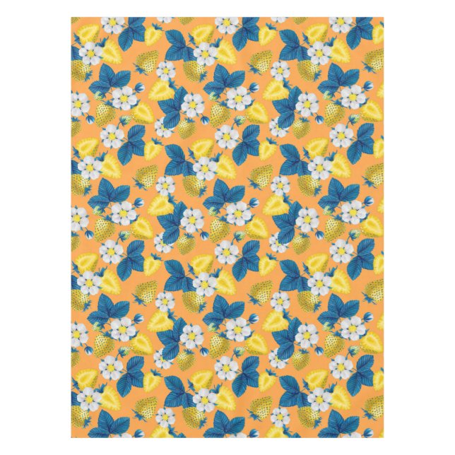 Nappe Fraises jaunes sur orange (Devant)