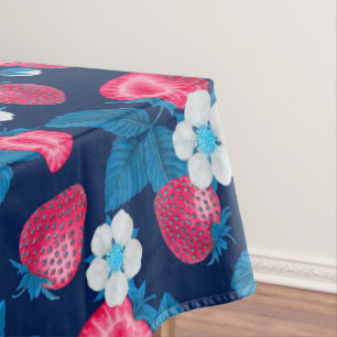 Nappe Fraises roses sur bleu