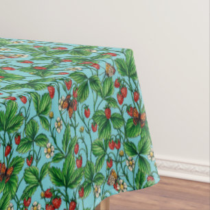 Nappe Fraises sauvages sur bleu piscine