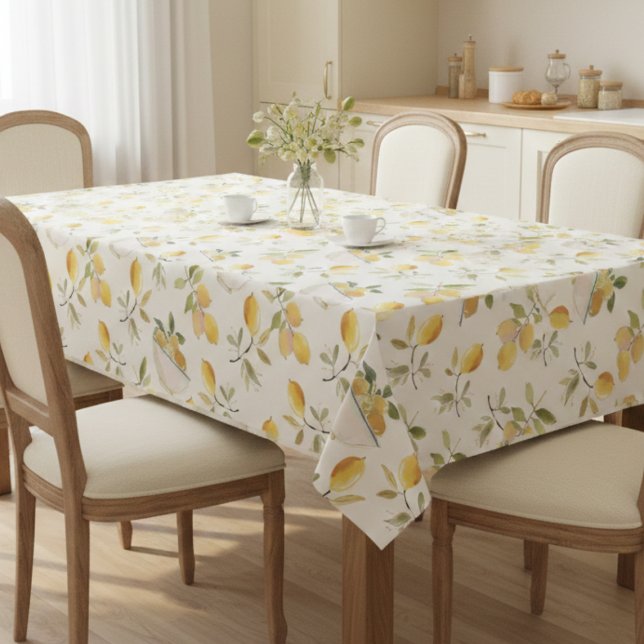 Nappe French Country Lemon Pattern Tablecloth (elegant warm french country lemon pattern tablecloth)