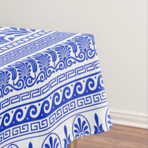 Nappe Fret grec, Motif méditerranéen, Bleu