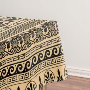 Nappe Fret grec, Motif méditerranéen, Brown