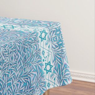 Nappe Frontière feuillue bleue et blanche d'étoile de