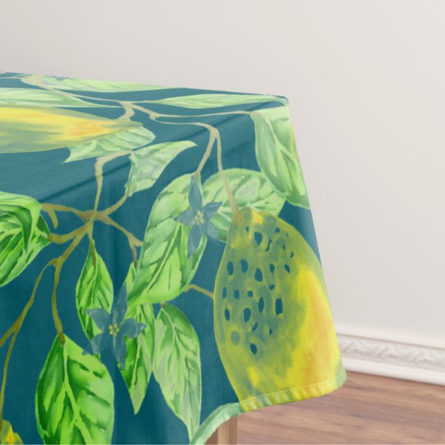 Nappe Fruit citron motif jaune bleu vert vintage (Créateur téléchargé)