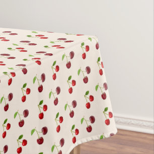Nappe Fruits de cerise sur beige champagne clair
