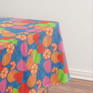 Nappe Fruits d'été colorés Motif sur le bleu profond