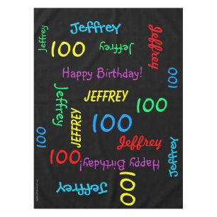 Nappe FUN 100th Birthday Party, Repeating Names Black