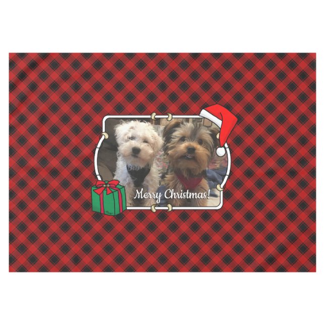 Nappe Fun Custom Christmas Red & Black Plaid Photo Cadre (Devant (Horizontal))