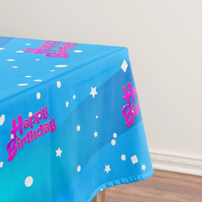Nappe Fun Purple Joyeux Anniversaire Graphique sur Bleu (In Situ)