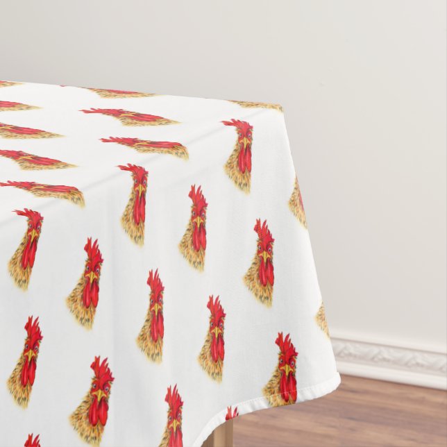 Nappe Funny Surprised Curious Rooster Tablecloth (In Situ)