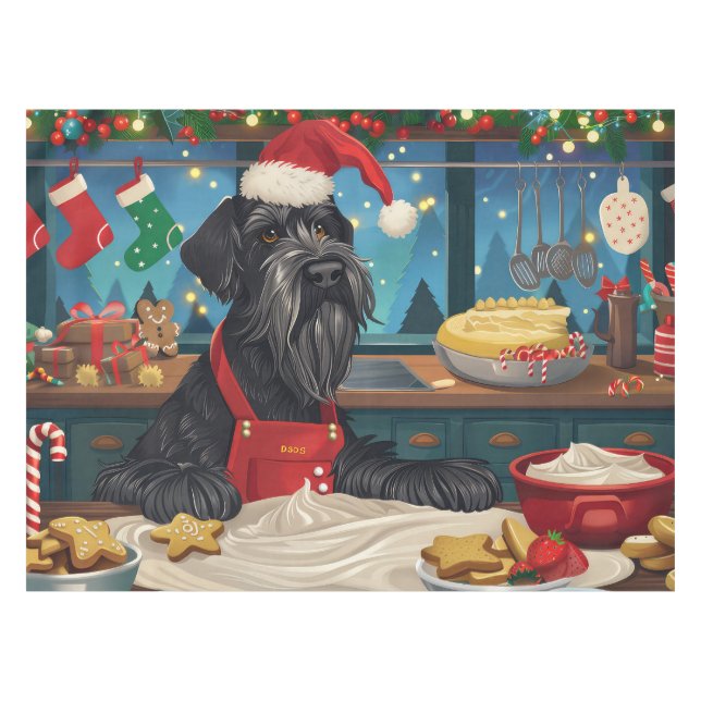 Nappe Géant Schnauzer Gourmande : Noël Festif (Devant (Horizontal))