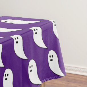 Nappe Ghost Halloween violet blanc mignon motif