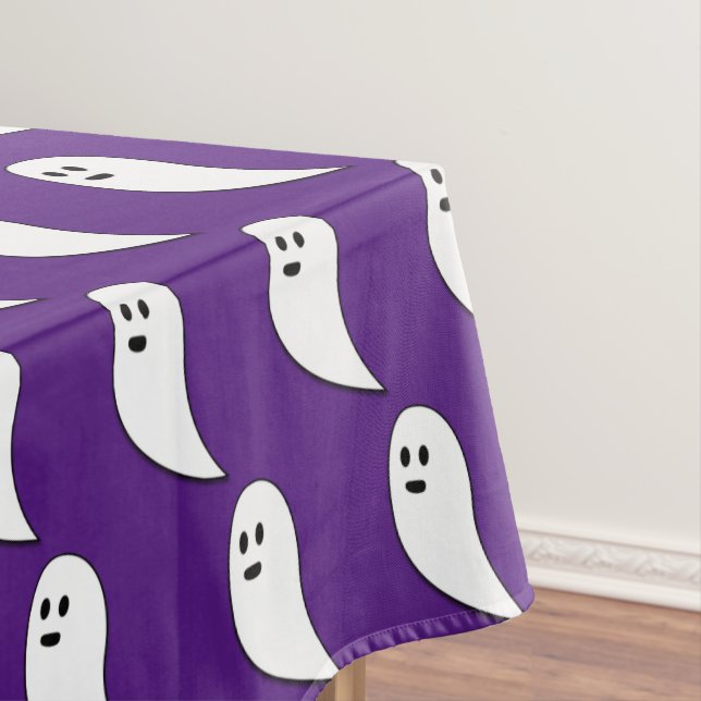 Nappe Ghost Halloween violet blanc mignon motif (In Situ)