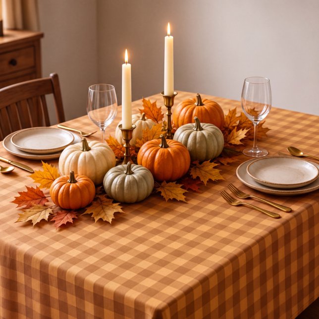 Nappe Gingham à carreaux classique citrouille automne (Créateur téléchargé)