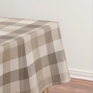 Nappe Gingham à carreaux marron terre neutre