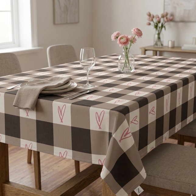 Nappe Gingham à carreaux romantique et buffle à cœur ros (Créateur téléchargé)