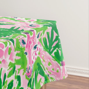 Nappe Giraffes Pink Green Tropical