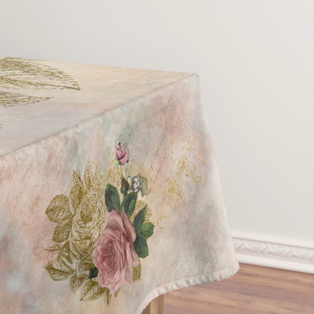 Nappe Glam Steampunk | Rose rose et or Rustique Floral (In Situ)