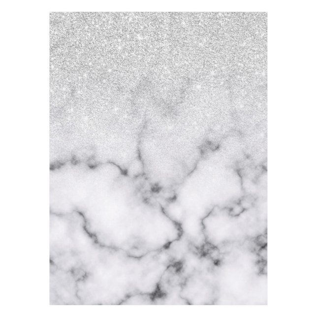 Nappe Glamorous Silver White Glitter Marble Gradient (Devant)