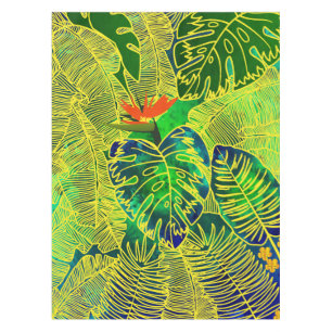 Nappe Gold Tropical Jungle Green Leaves Watercolor