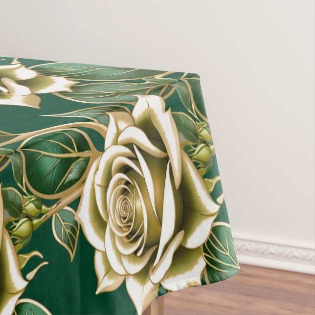 Nappe Golden Roses With Emerald Green Leaves  (In Situ)