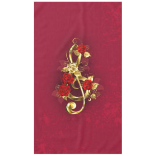 Nappe Golden Treble Clef avec fleurs Roses