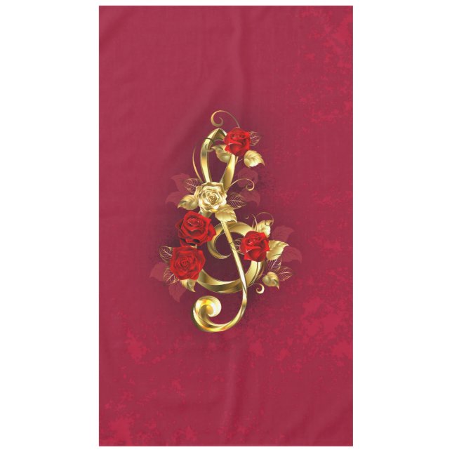 Nappe Golden Treble Clef avec fleurs Roses (Devant)