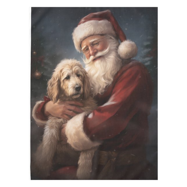 Nappe Goldendoodle avec le Père Noël Festif Noël (Devant)